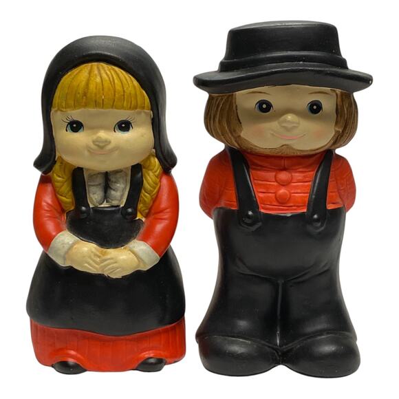 Vintage Hand Painted Ceramic Amish Boy Girl Banks by Wales Made in Japan A1091 - Picture 1 of 15